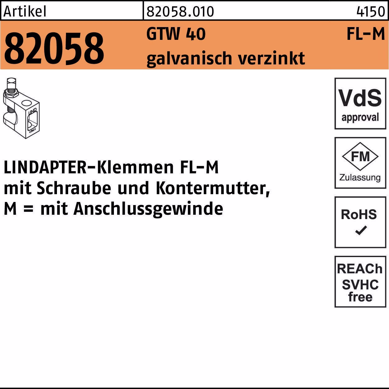 Klemme R 82058 GTW 40 FL 1 galv.verz.