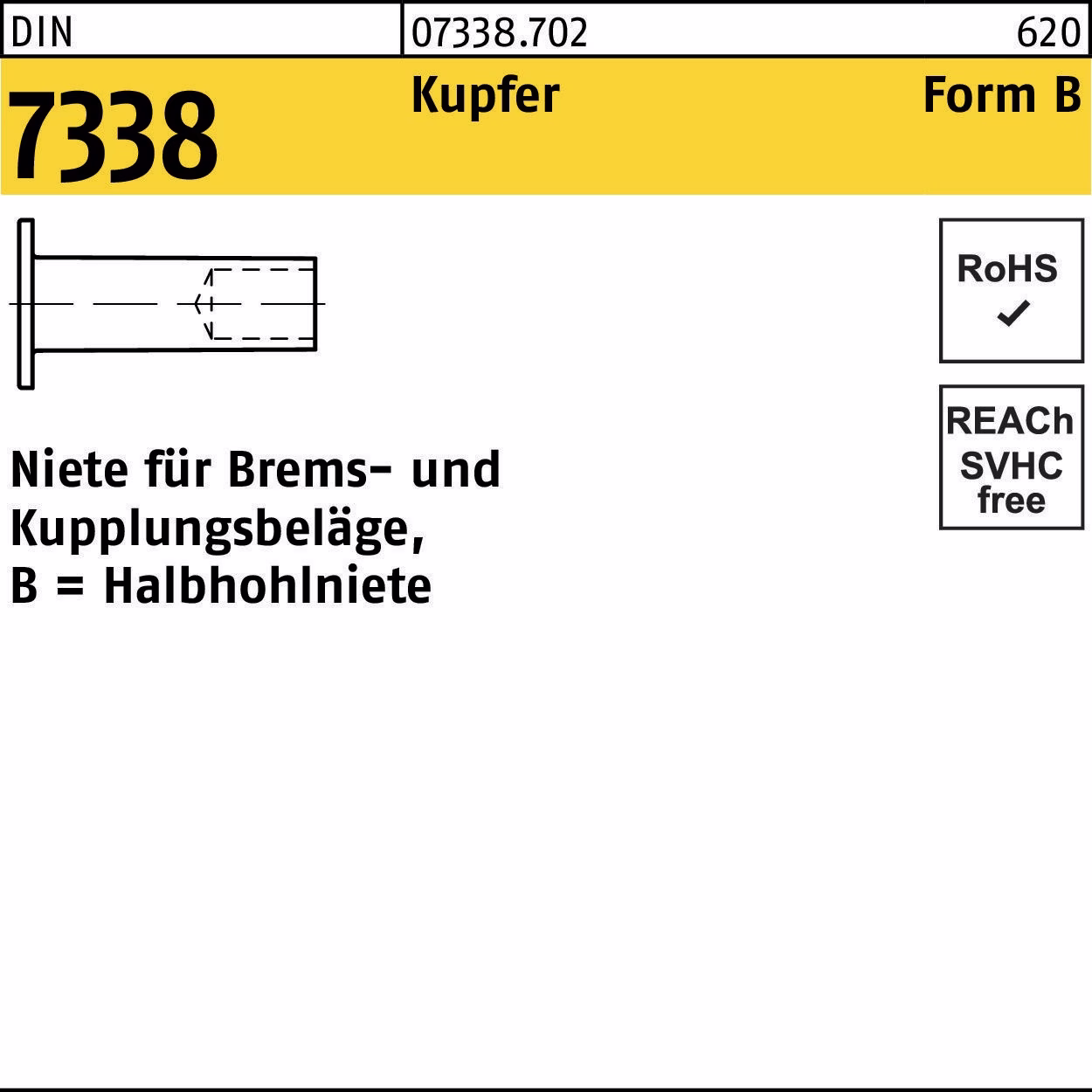 Niete DIN 7338 Kupfer 100