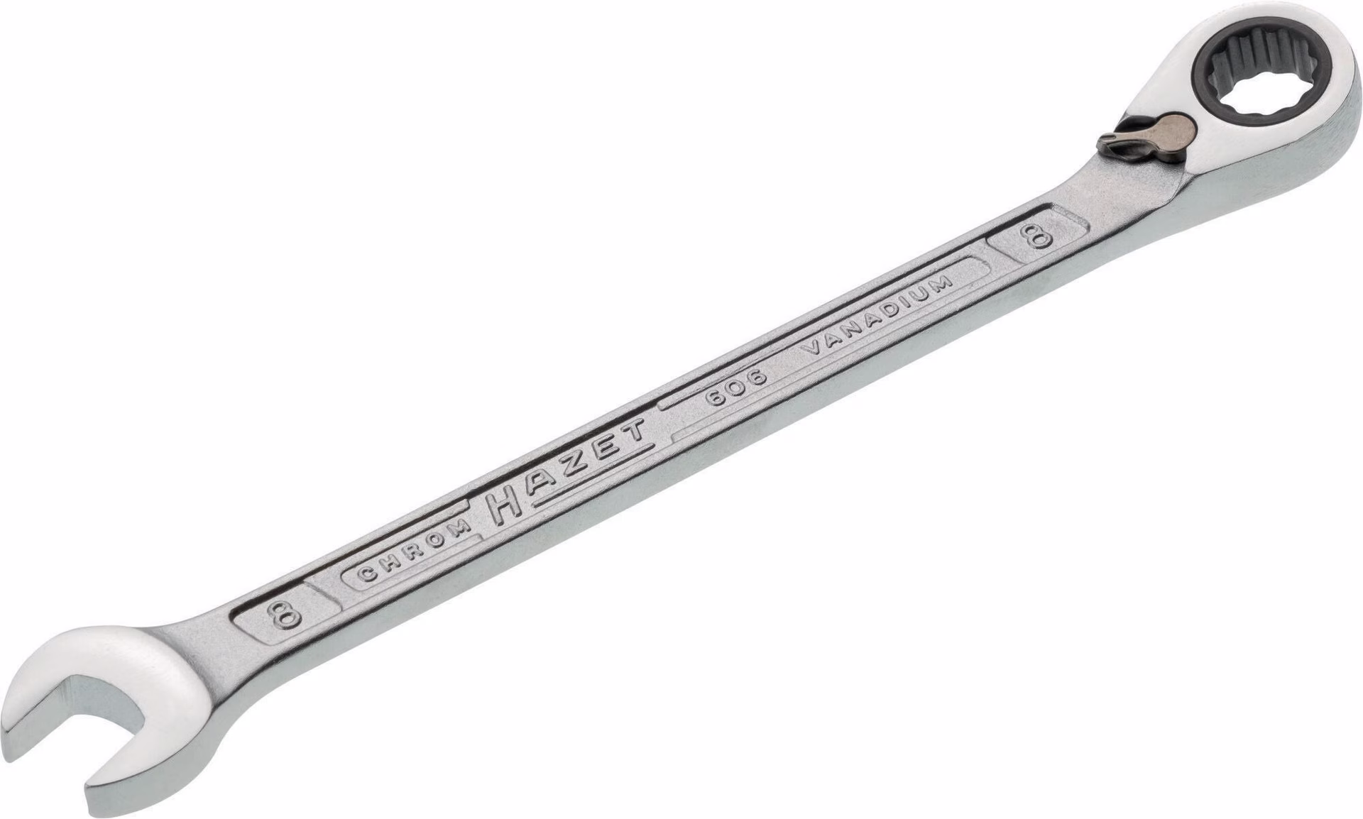 Maulringratschenschlüssel 606 SW 8mm L.129,9mm umschaltbar,Rings.15Grad