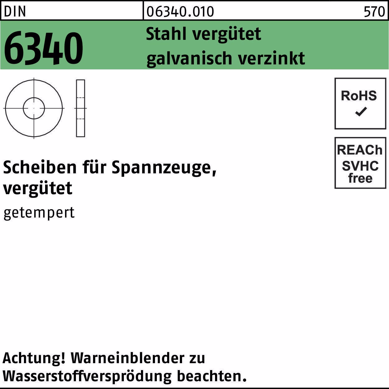 Scheibe DIN 6340 Stahl vergütet galv.verz.