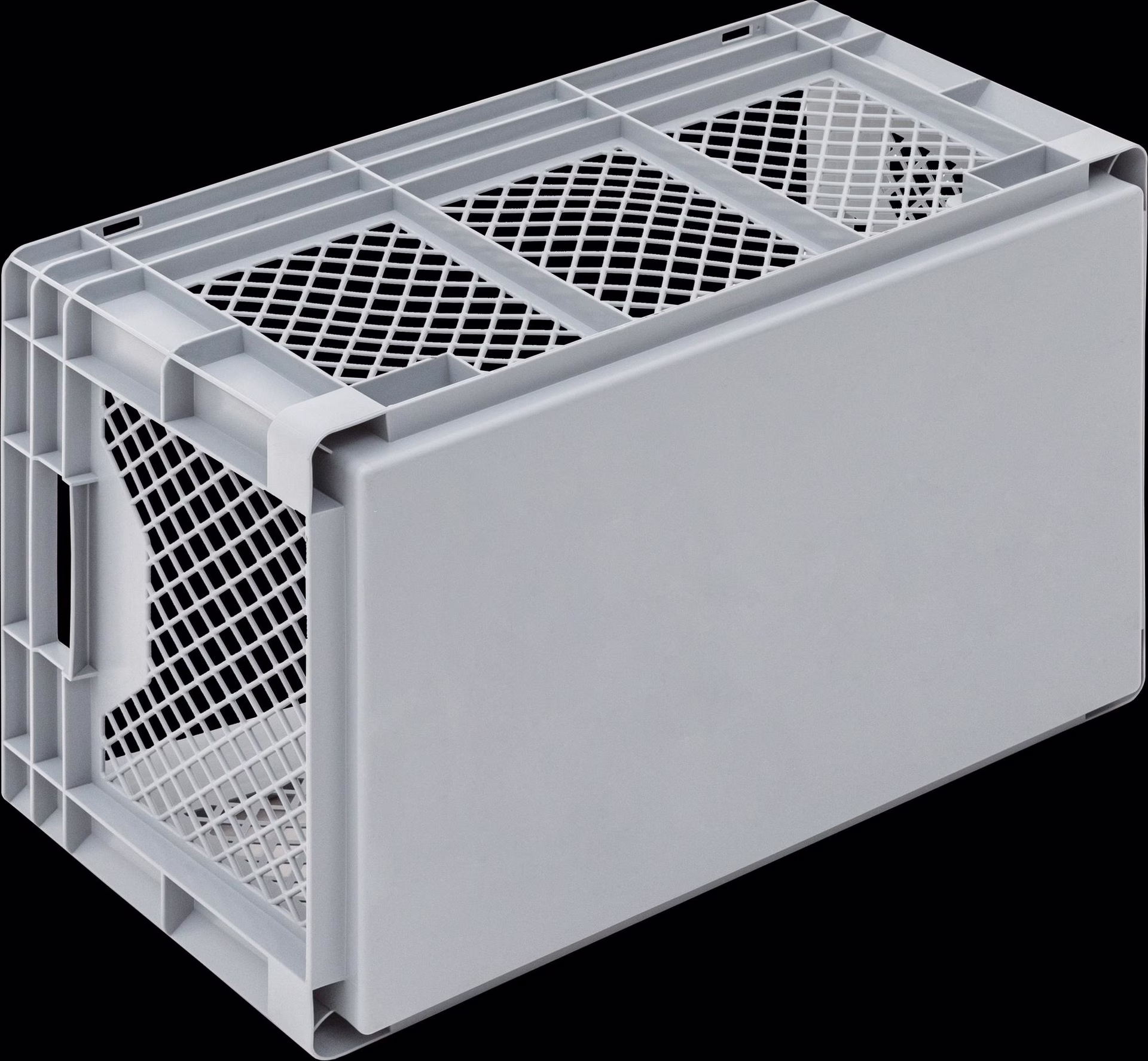 Transportbehälter L600xB400xH320mm grau PP Durchfassgr.Seitenw. durchbrochen