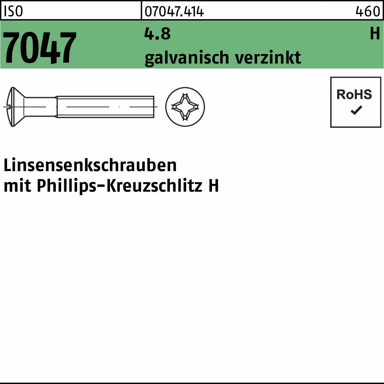 Linsensenkschraube ISO 7047 PH