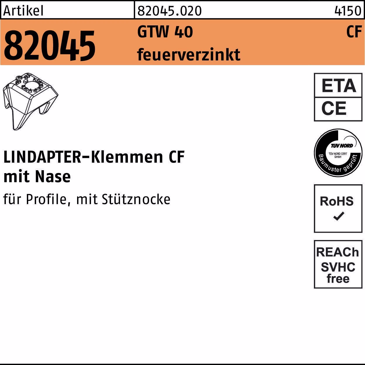 Klemme R 82045 GTW 40 CF Sphäroguß feuerverz. 1