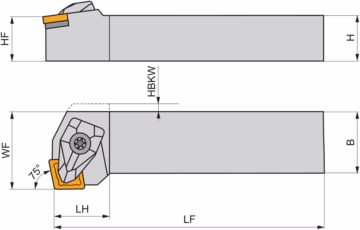 Drehwerkzeughalter ISO DCKNL 2525 M 12 Funkt.-Länge 150mm Linkslauf