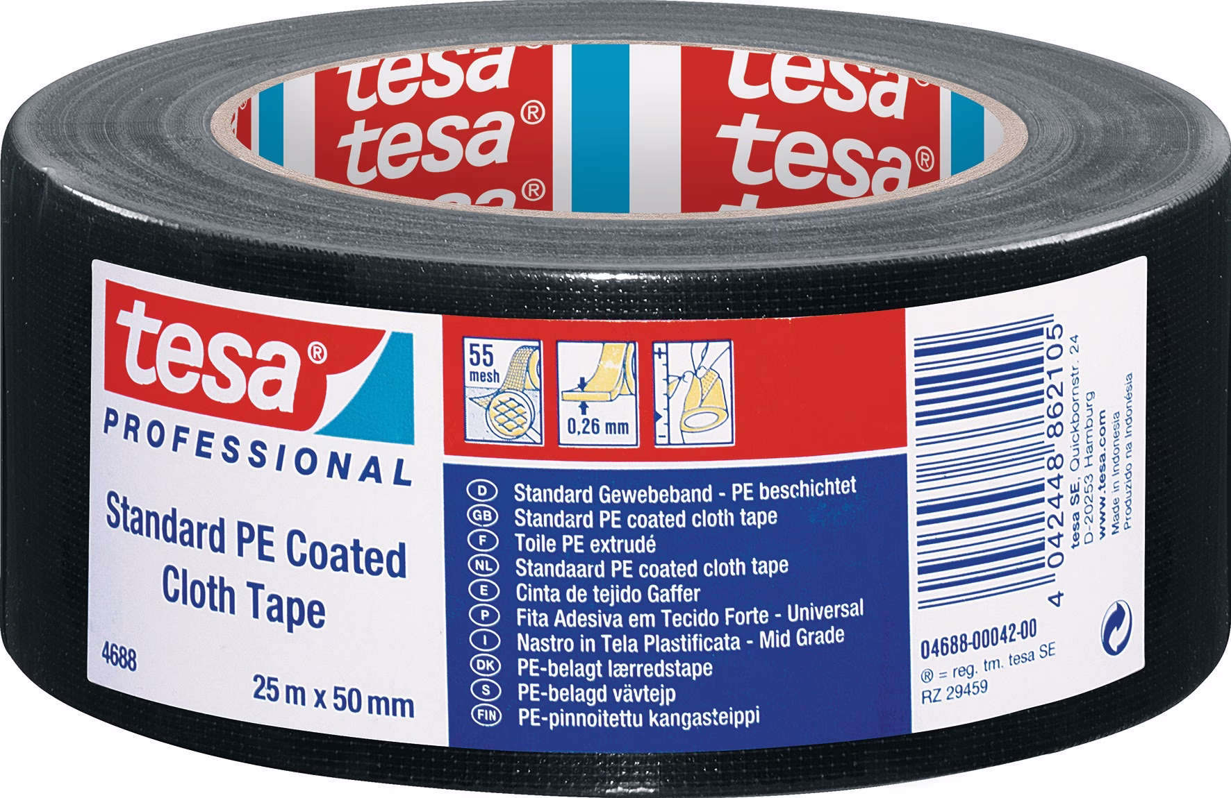 Gewebeband tesaband® Stand.4688 schwarz L.25m B.50mm Rl