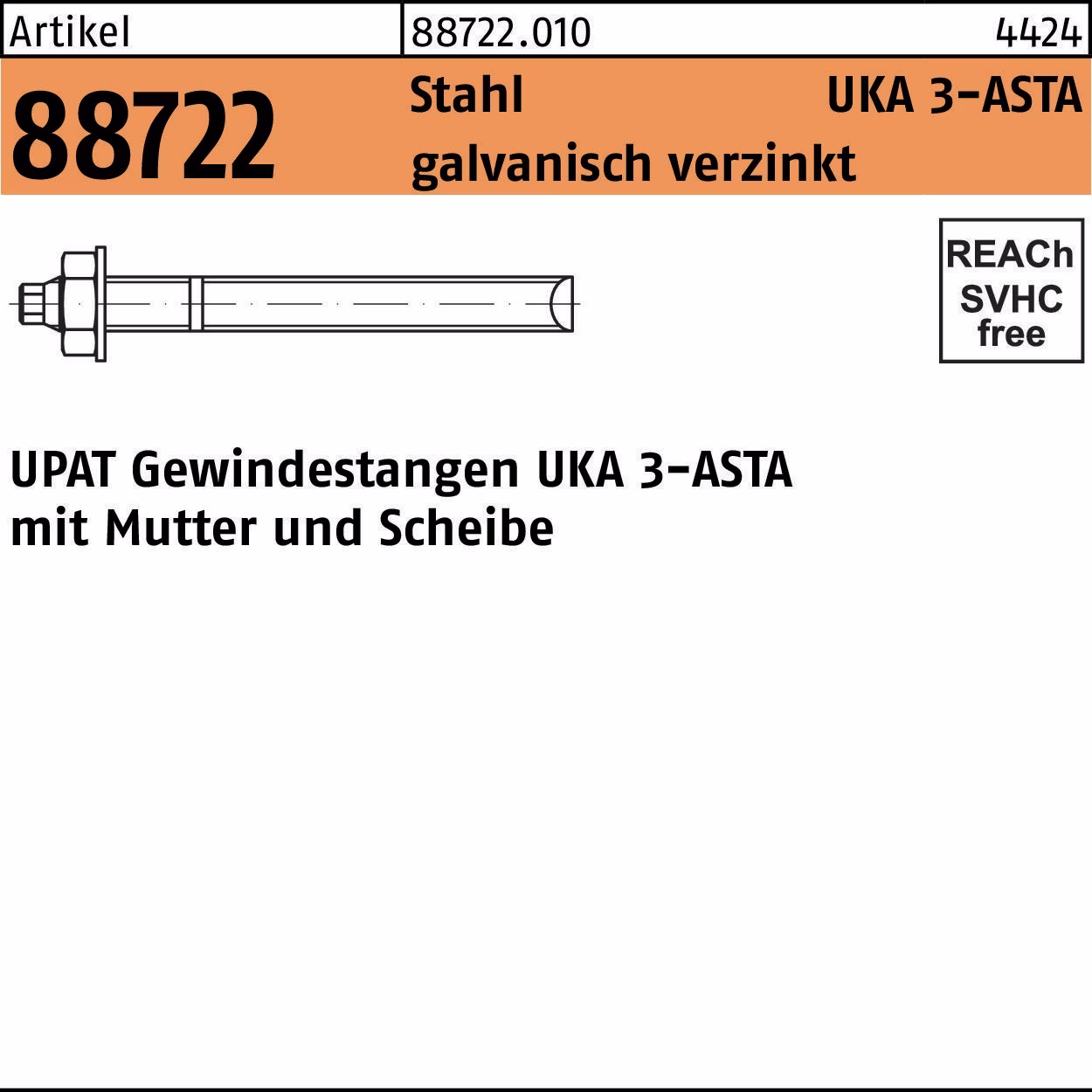 Ankerstange R 88722 ASTA M8x110 Stahl galv.verz. 10 Stück