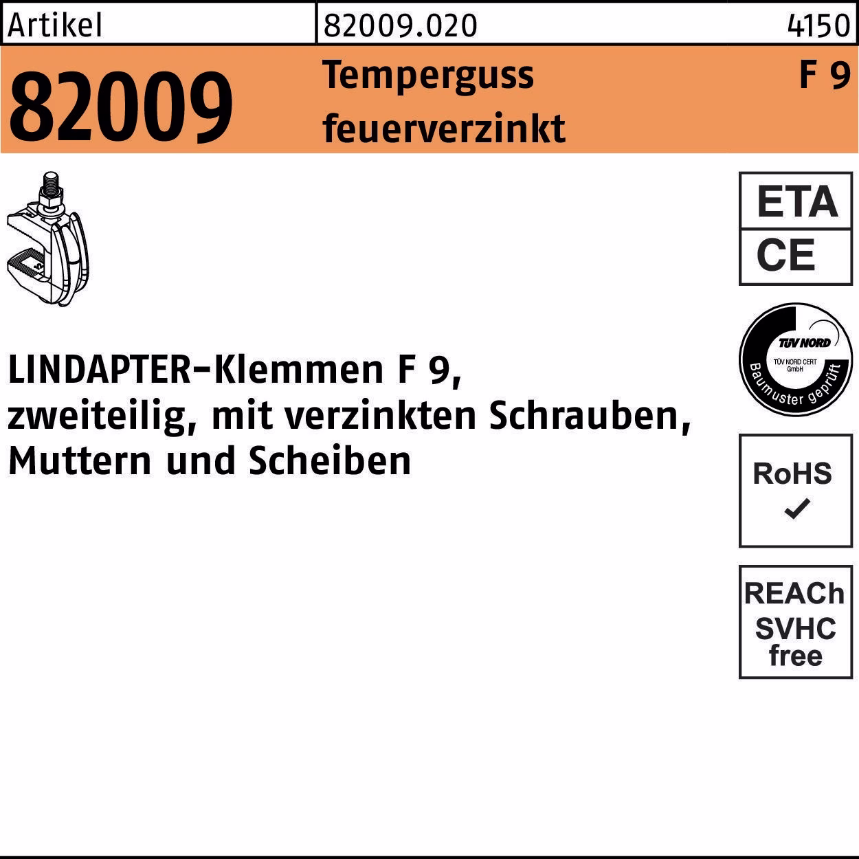 Klemme R 82009 GTW 40 F 9 - Temperguss 1St