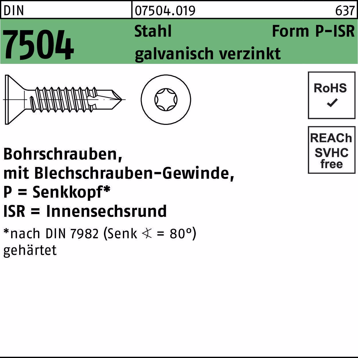 Bohrschraube DIN 7504 SEKO P Stahl galv.verz.