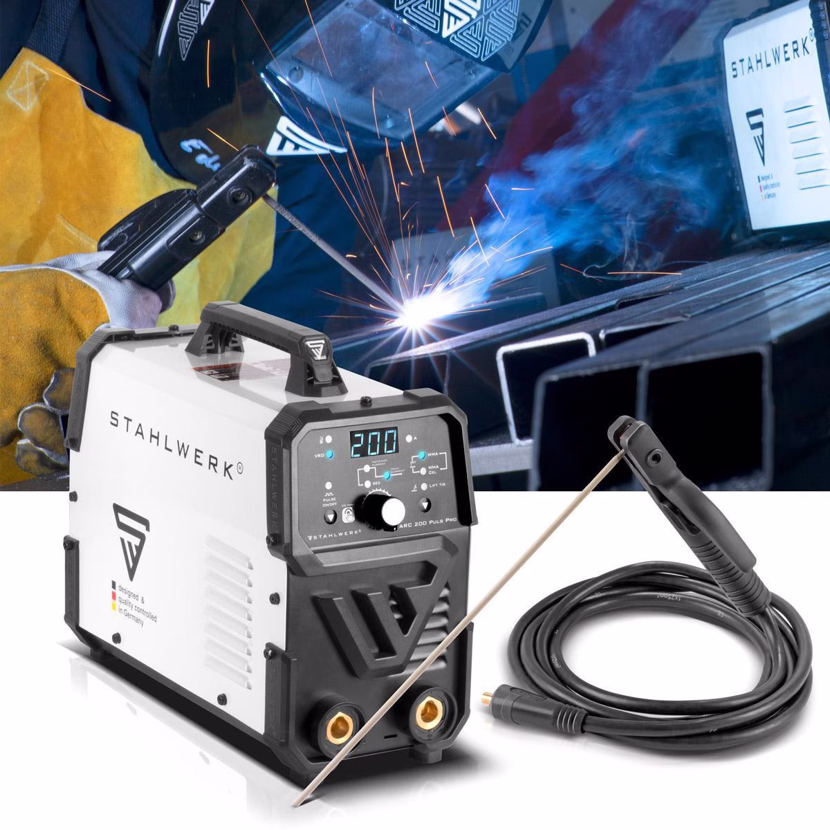 Elektrodenschweißgerät ARC 200 Puls Pro m.Zub.10-200 A