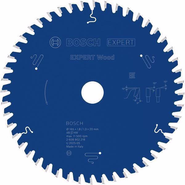 Kreissägeblatt EXPERT Wood AD 165mm WZ Bohr.20mm Schnitt-B.1,8mm HM