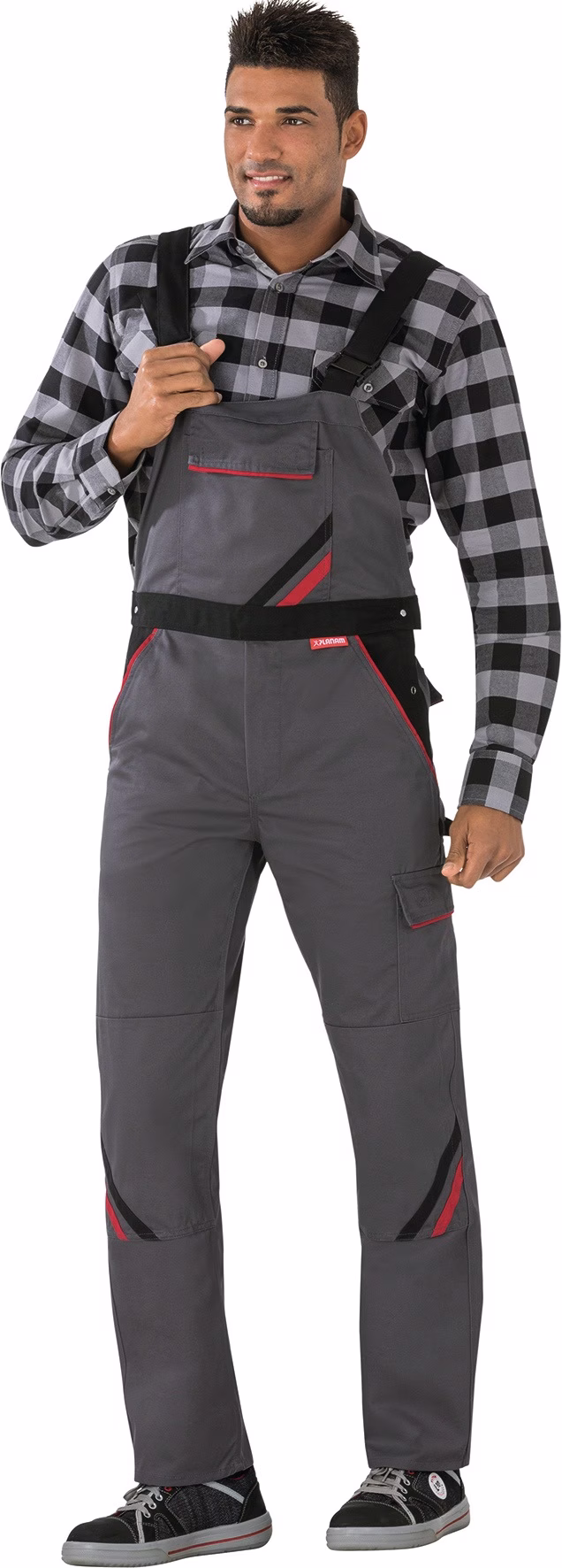 Latzhose Highline schiefer/schwarz/rot