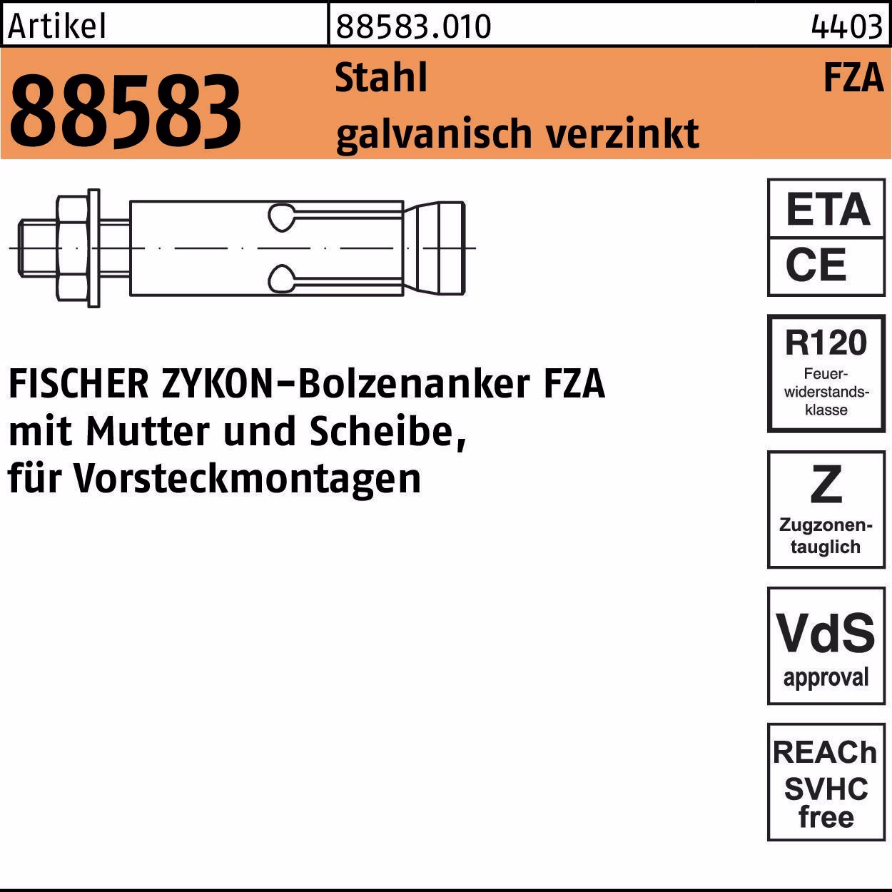 Bolzenanker R 88583 ZYKON FZA