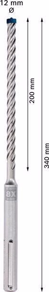 Hammerbohrer Expert SDS max-8X D.12mm Arbeits-L.200mm L.340mm SDS max 1 St
