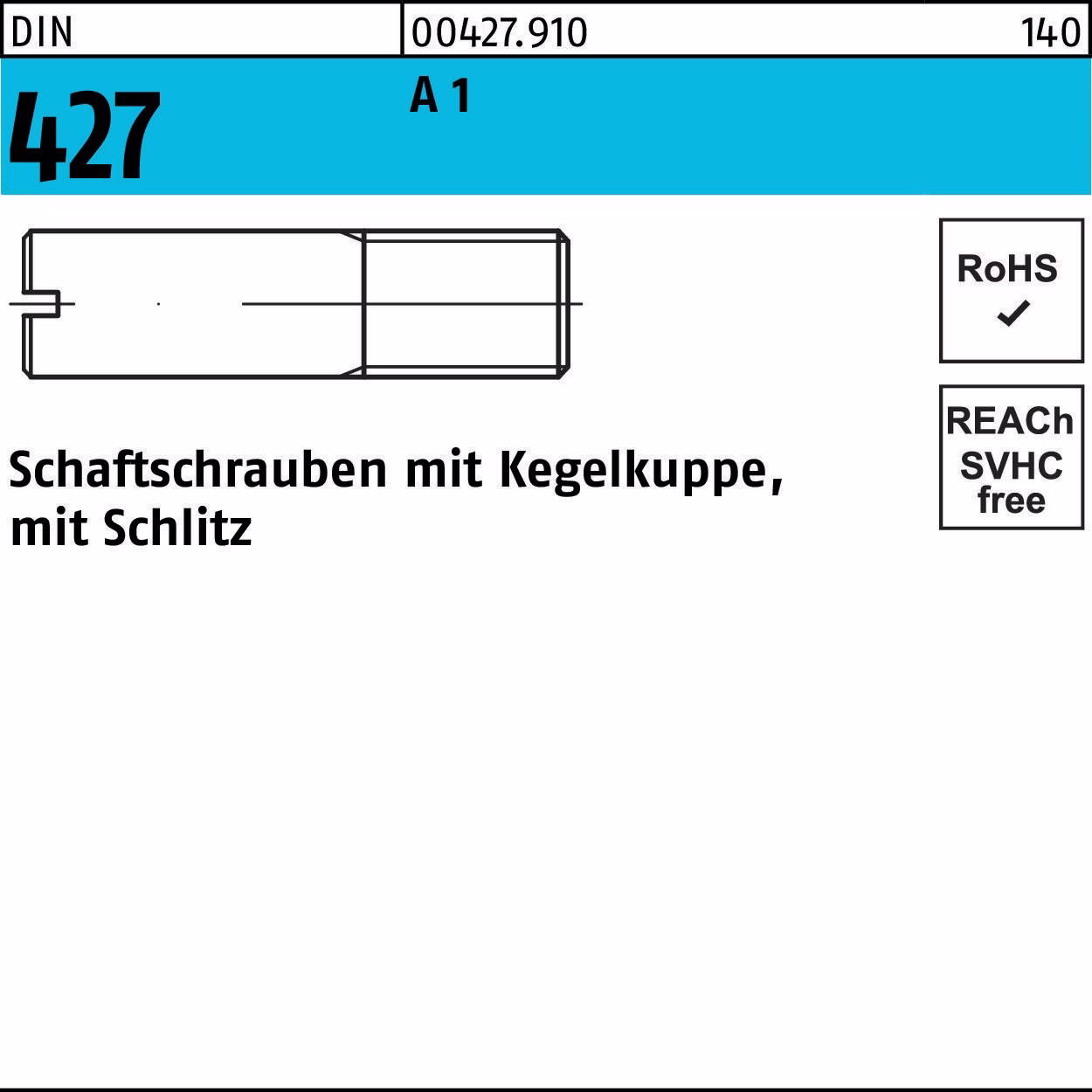Schaftschraube DIN 427 m.Kegelkuppe/Schlitz M4x 16 A1 100 Stück