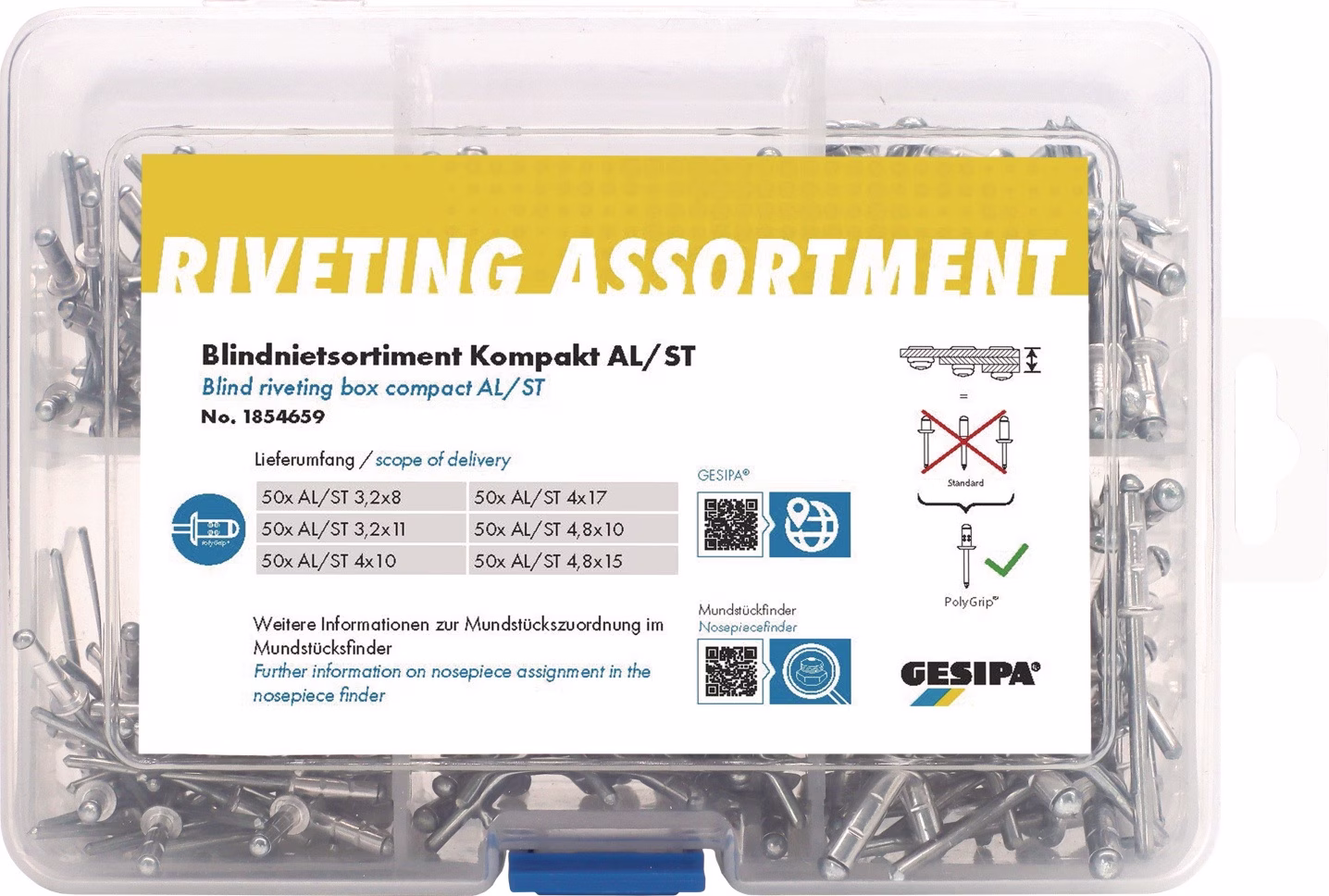 Blindnietsortiment Kompakt 300-tlg.Ku.-Koffer