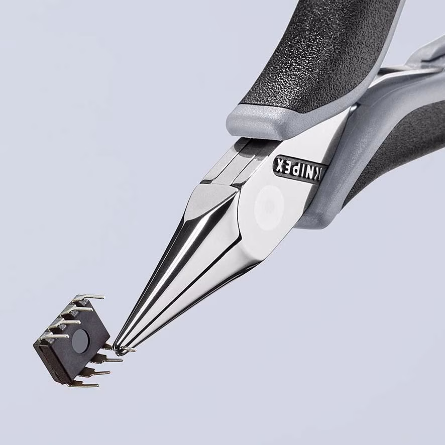 Elektronik-Greifzange Gesamt-L.115mm ESD flachrunde Backen spiegelpol.Form 2