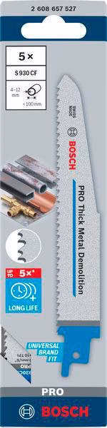 Säbelsägeblatt S 930 CF L.150mm B.22mm TPI 8+10 2,5+3,2mm 5er Pk.