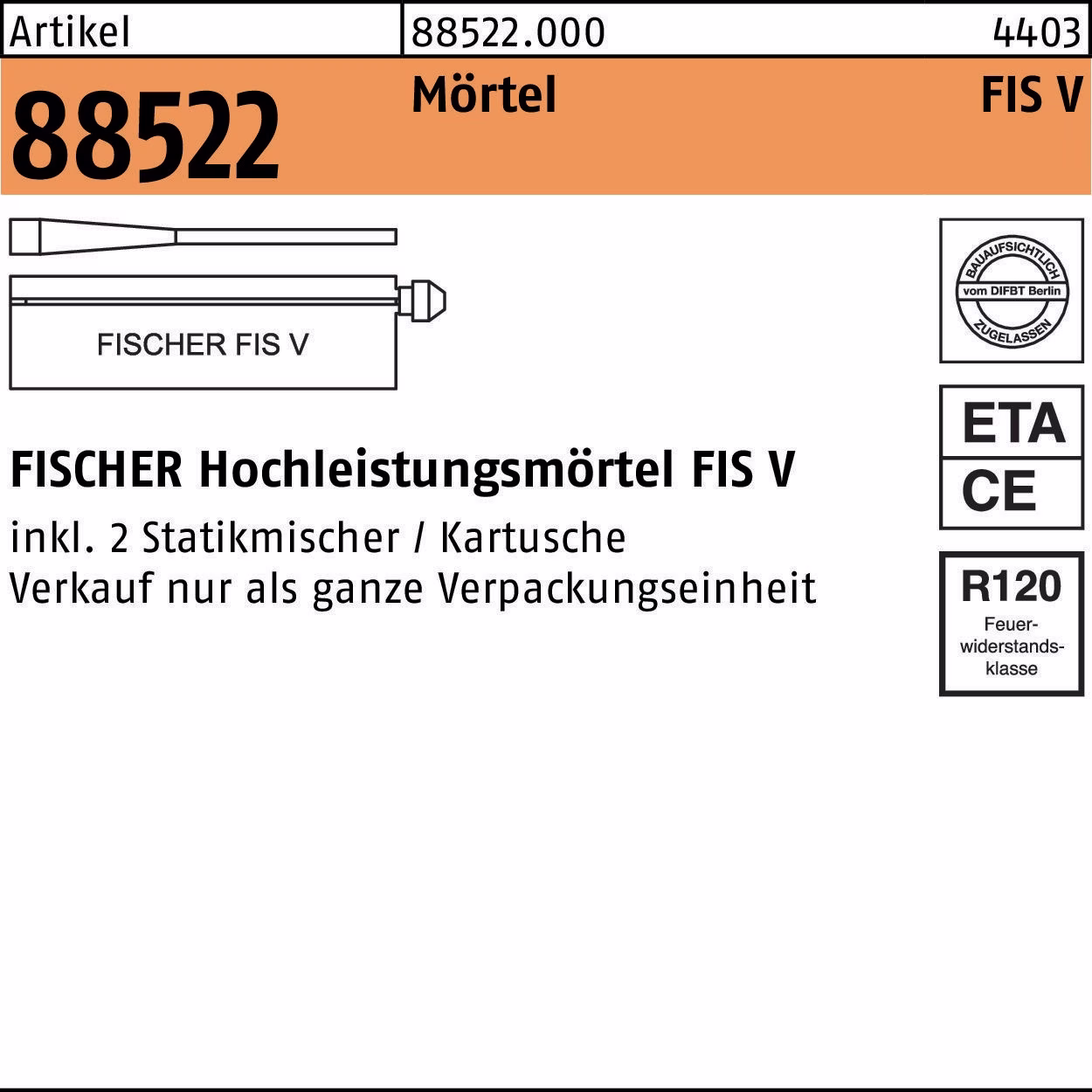 Mörtel R 88522 FIS V Kunstharz