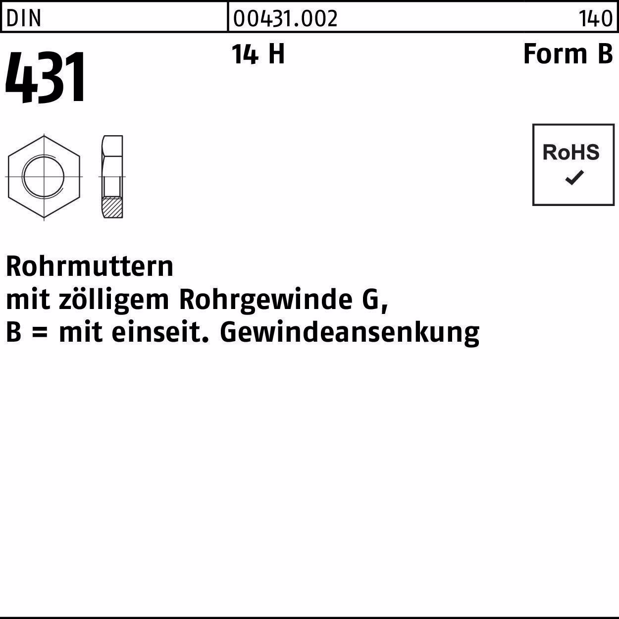 Rohrmutter DIN 431 BG
