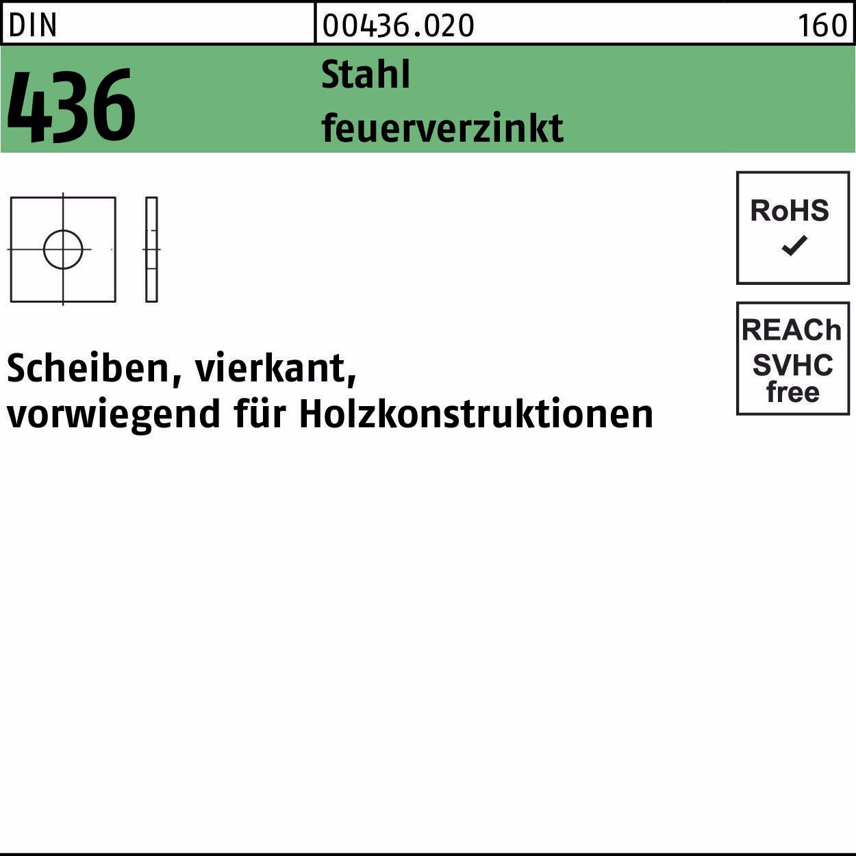Unterlegscheibe DIN 436 vierkant