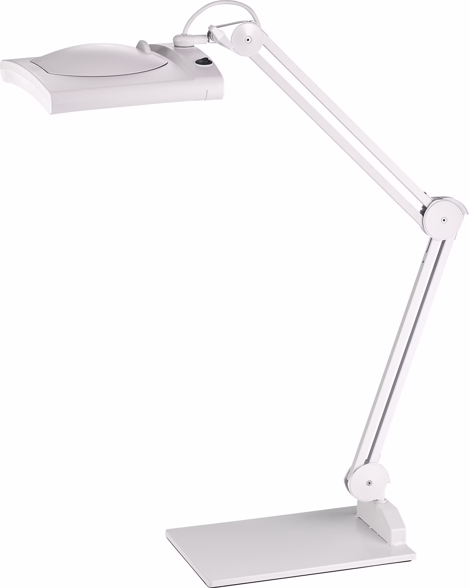 LED-Lupenleuchte Glaslinse 190,5mm (7,5 ) Tischklemme weiß Abdeckung,ecki. Kopf