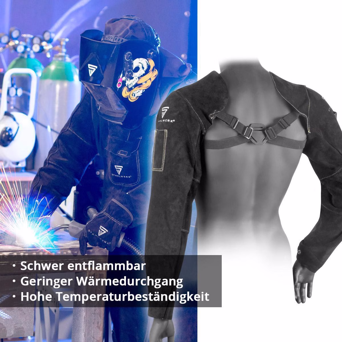 Schweißerärmel m.Trageriemen Schwarz