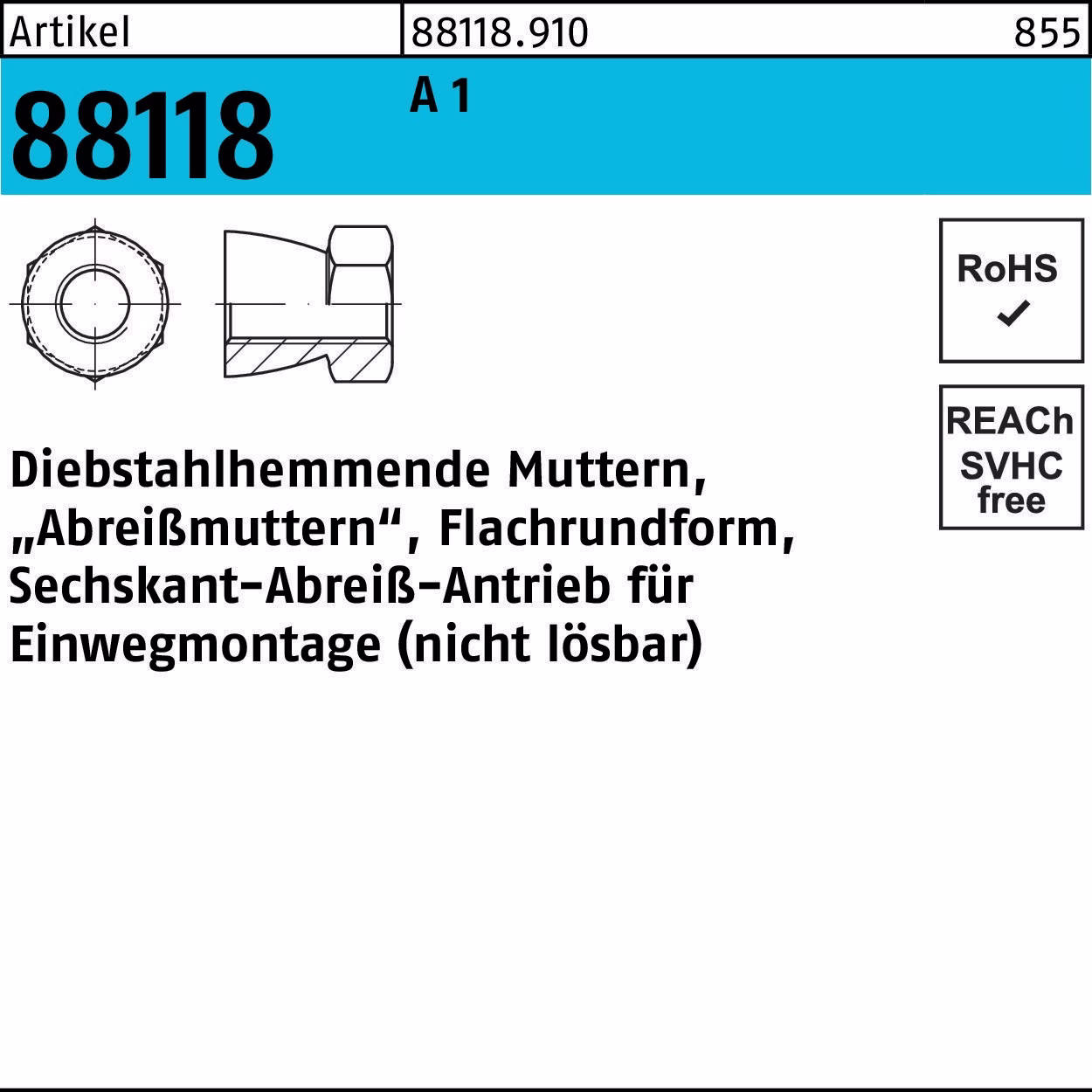 Mutter R 88118 diebstahlhemmend 1