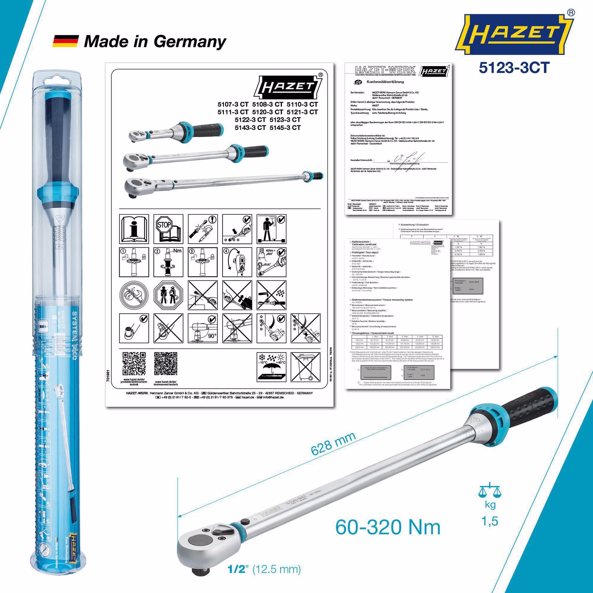 Drehmomentschlüssel 5123-3 CT 1/2 Zoll 60-320 Nm