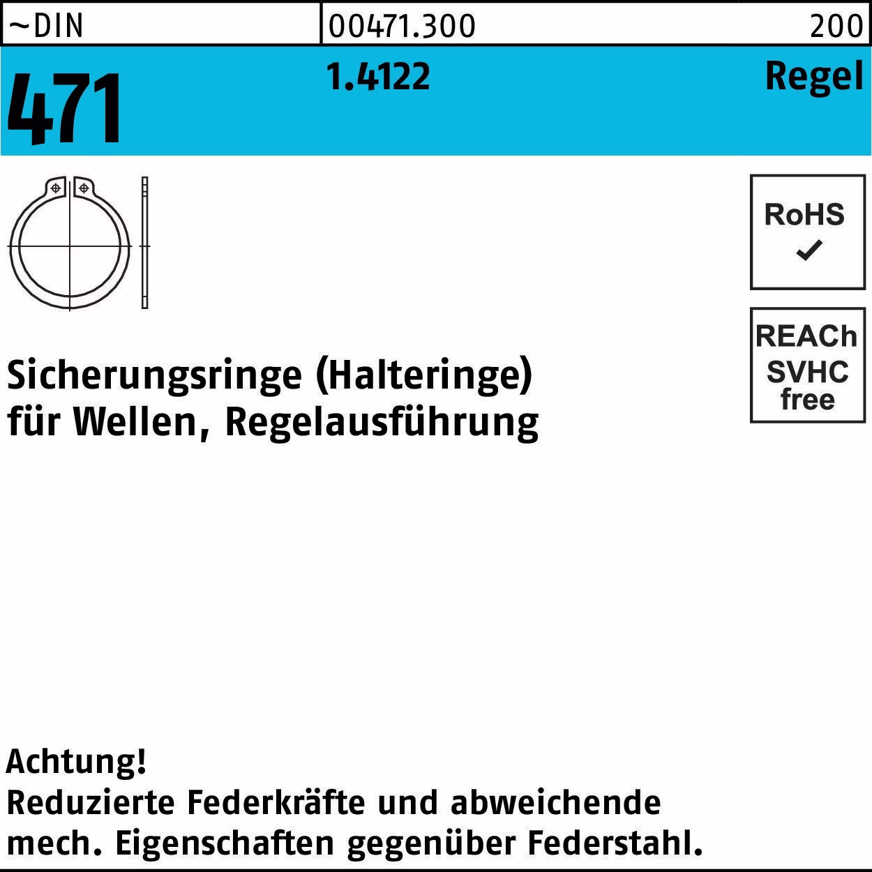 Sicherungsring DIN 471 1.4122 Regelausf.