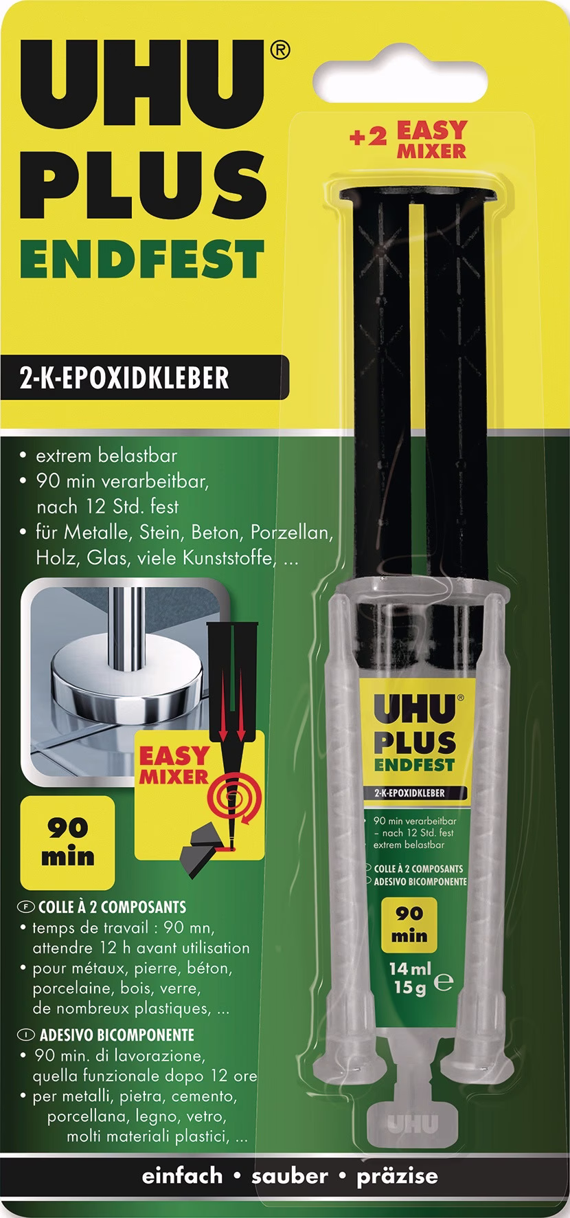 2K-Epoxidharzklebstoff PLUS ENDFEST 15g gelblich Doppelspritze