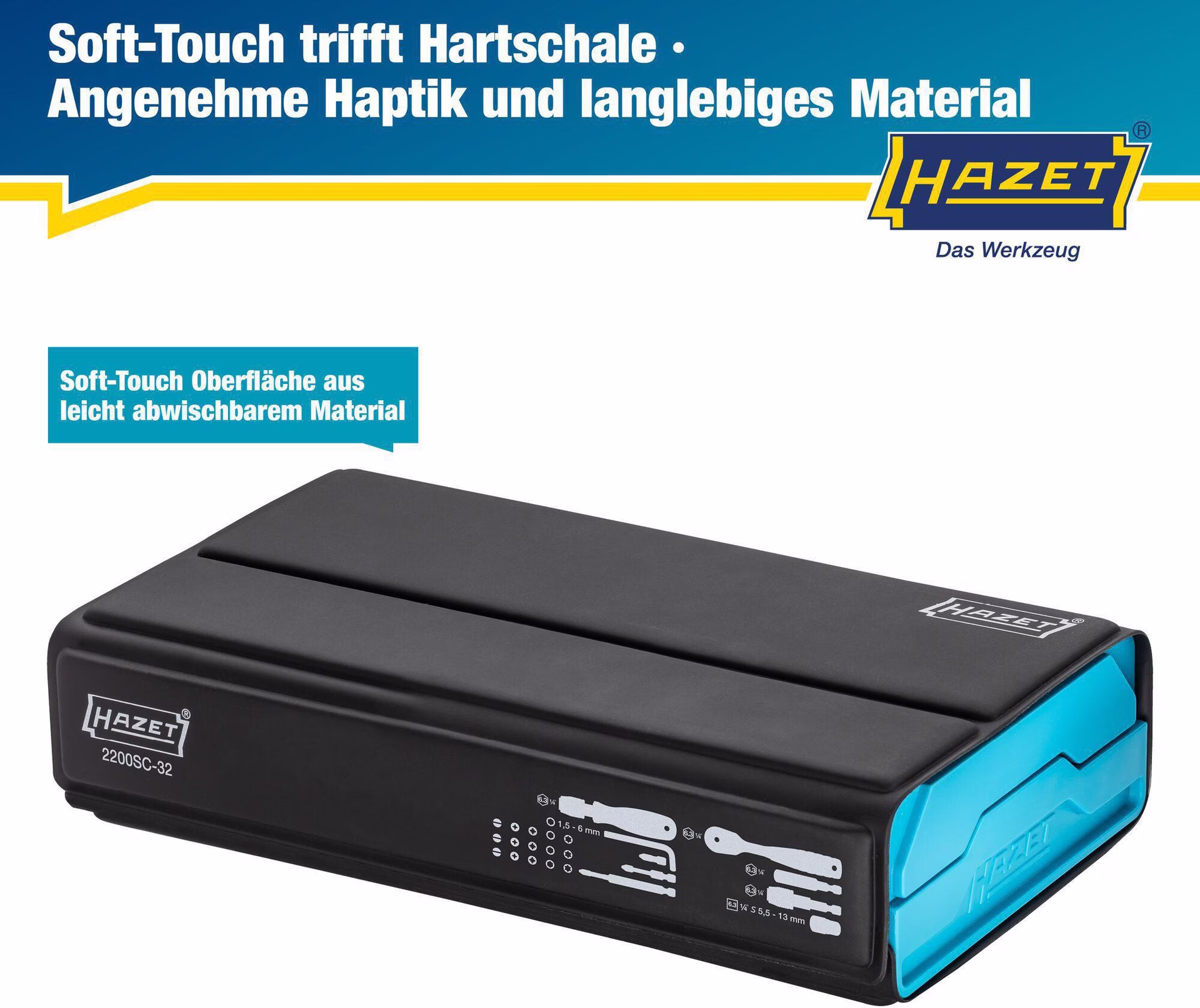 Bitsortiment SmartCase 2200SC-32 59-tlg.Schlitz/PH/PZD/TX/TX m.Zapfen/6Kt.