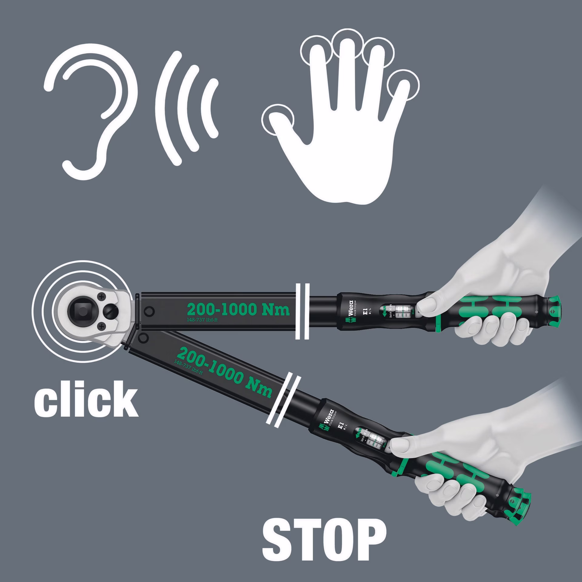 Drehmomentschlüssel Click-Torque E1 Push 3/4 Zoll 200-1000 Nm