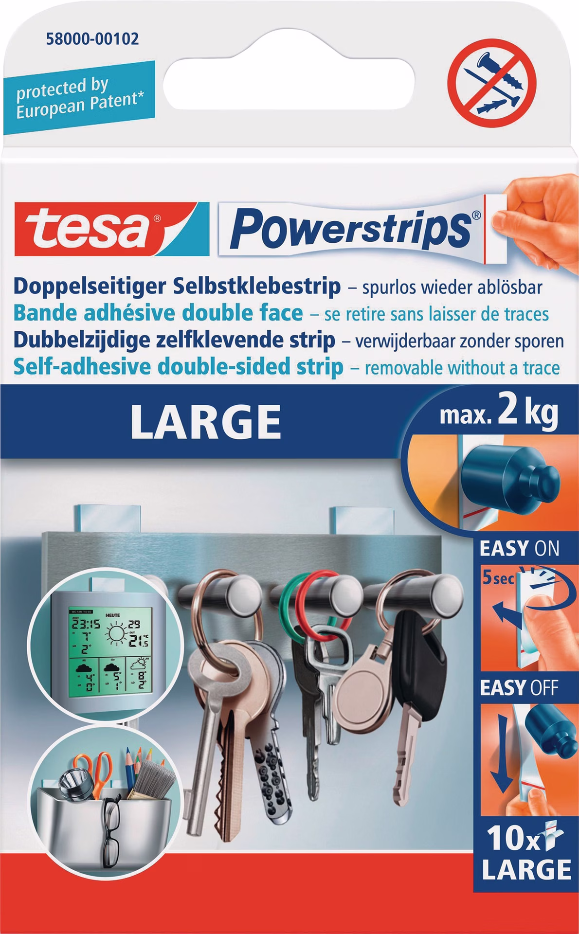 Selbstklebestrip Powerstrips® 58000 SB-Pack á 10 Strips L (20x50 mm)