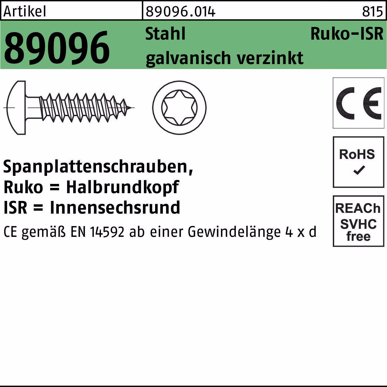 Spanplattenschraube R 89096 HAKO