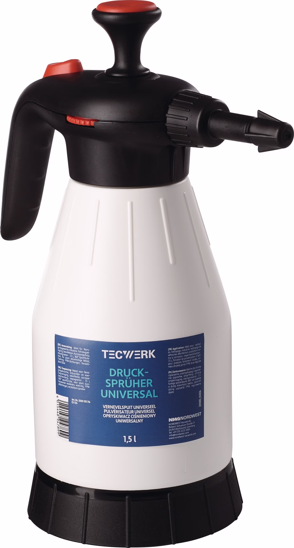 Drucksprüher 360Grad FPM 1,5l FPM/FKM Dichtungen rot