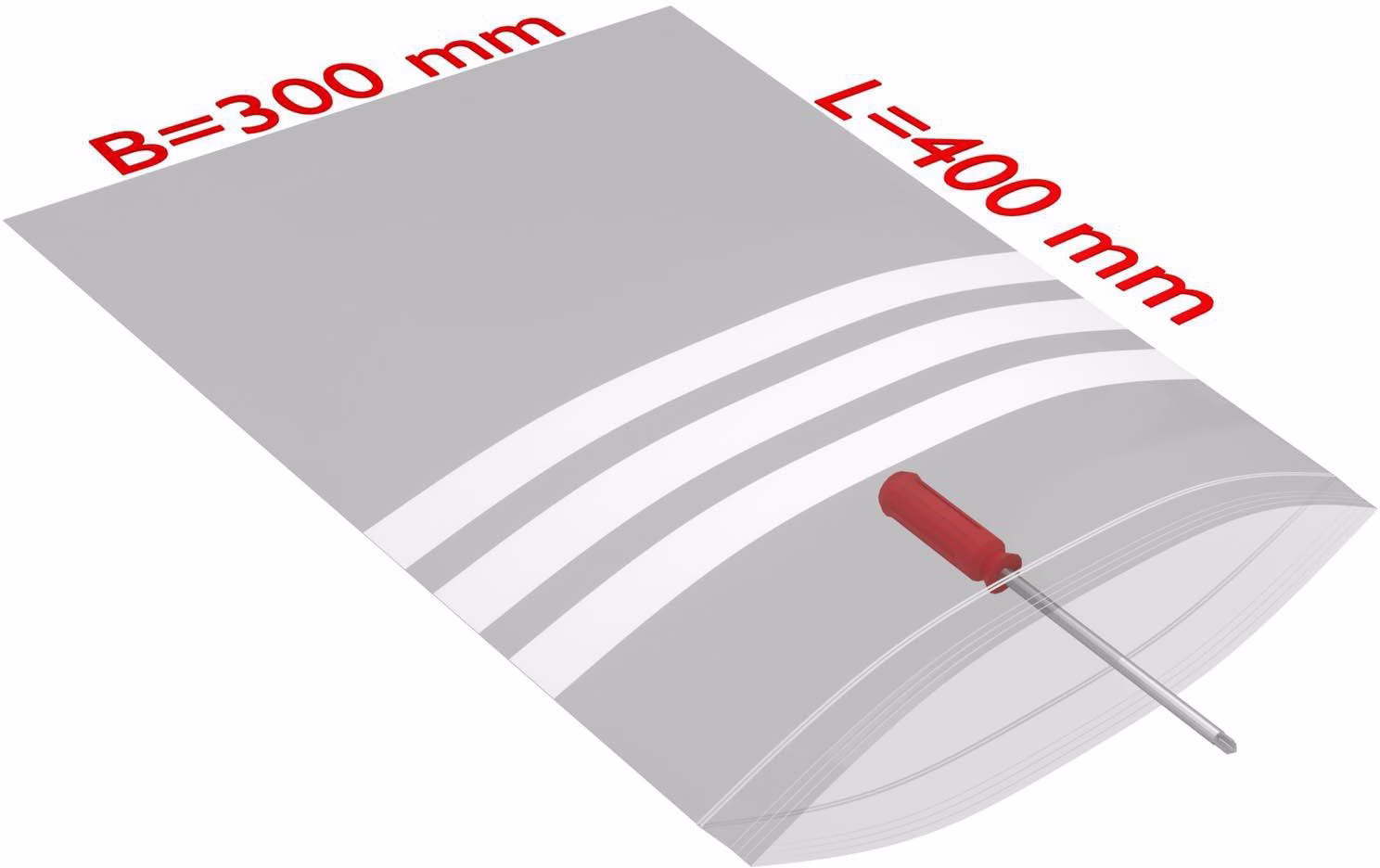 Druckverschlussbeutel m.Beschriftungsfeld Maße S.50µ PE transparent