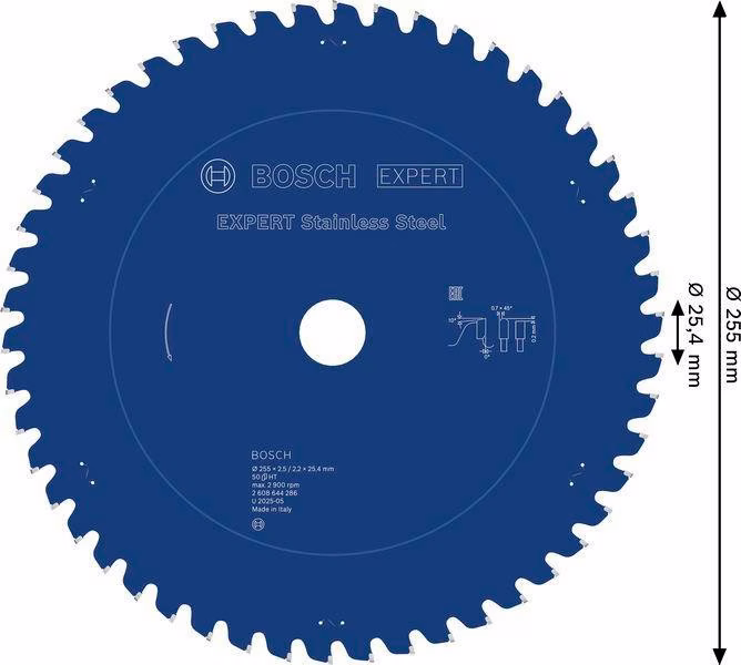 Kreissägeblatt EXPERT Stainless Steel AD 255mm Z.50 Bohr.25,4mm Schnitt-B.2,5mm