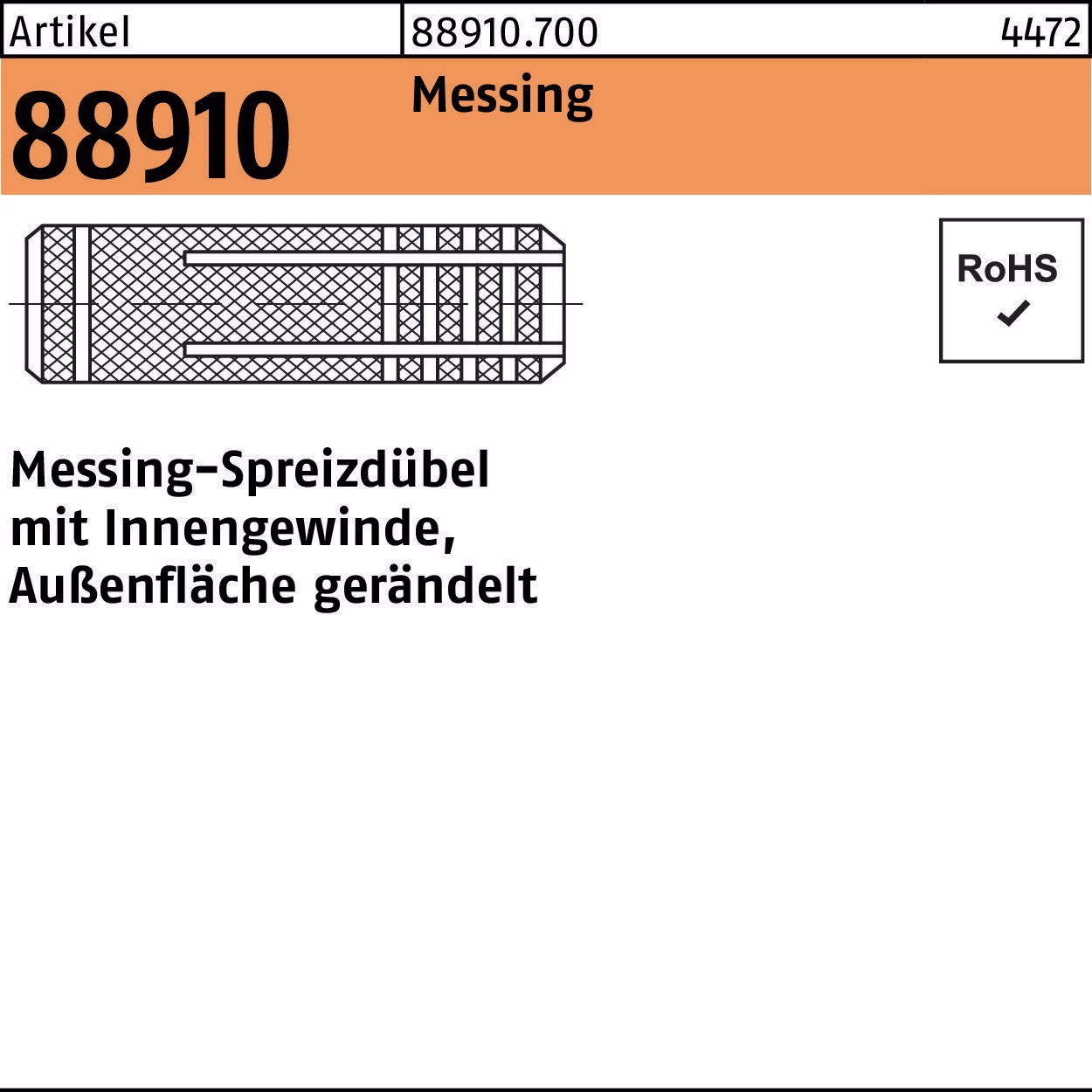 Spreizdübel R 88910 IG Messing gerändelt