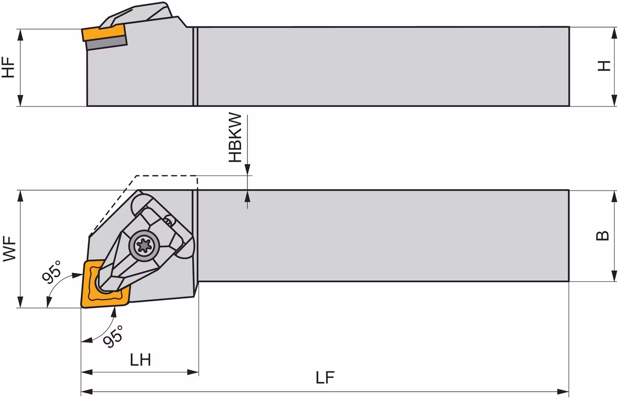 Drehwerkzeughalter ISO DCLNR 1616 H 12 Funkt.-Länge 100mm Rechtslauf