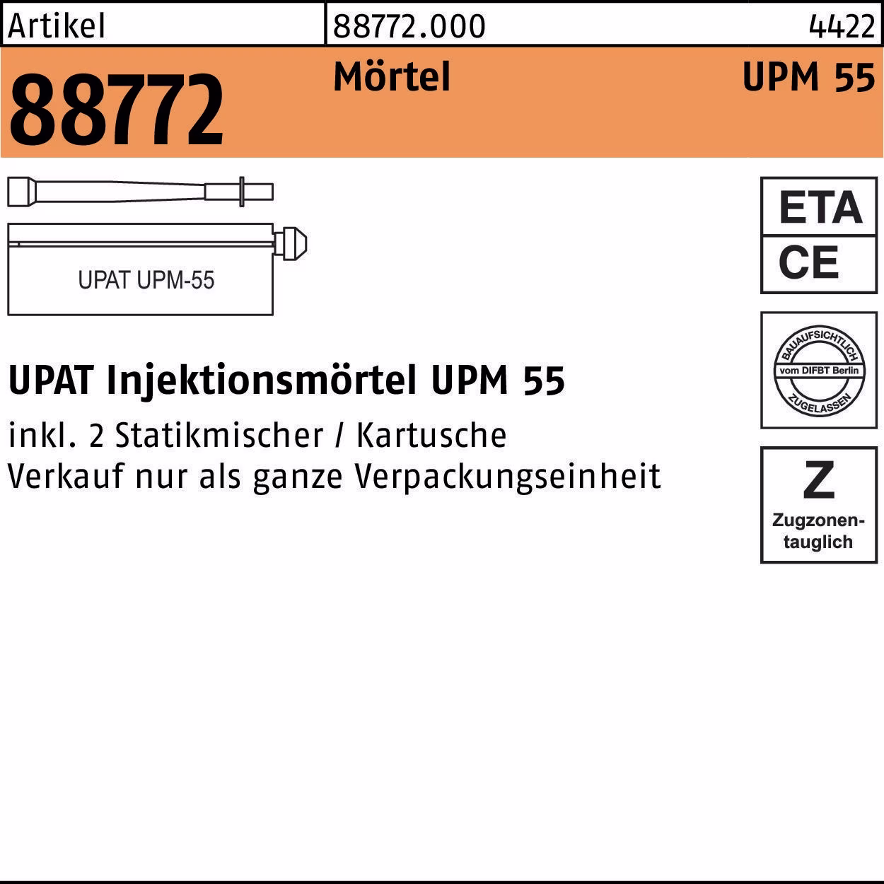 Injektionsmörtel R 88772 UPM 55-390 6 Stück