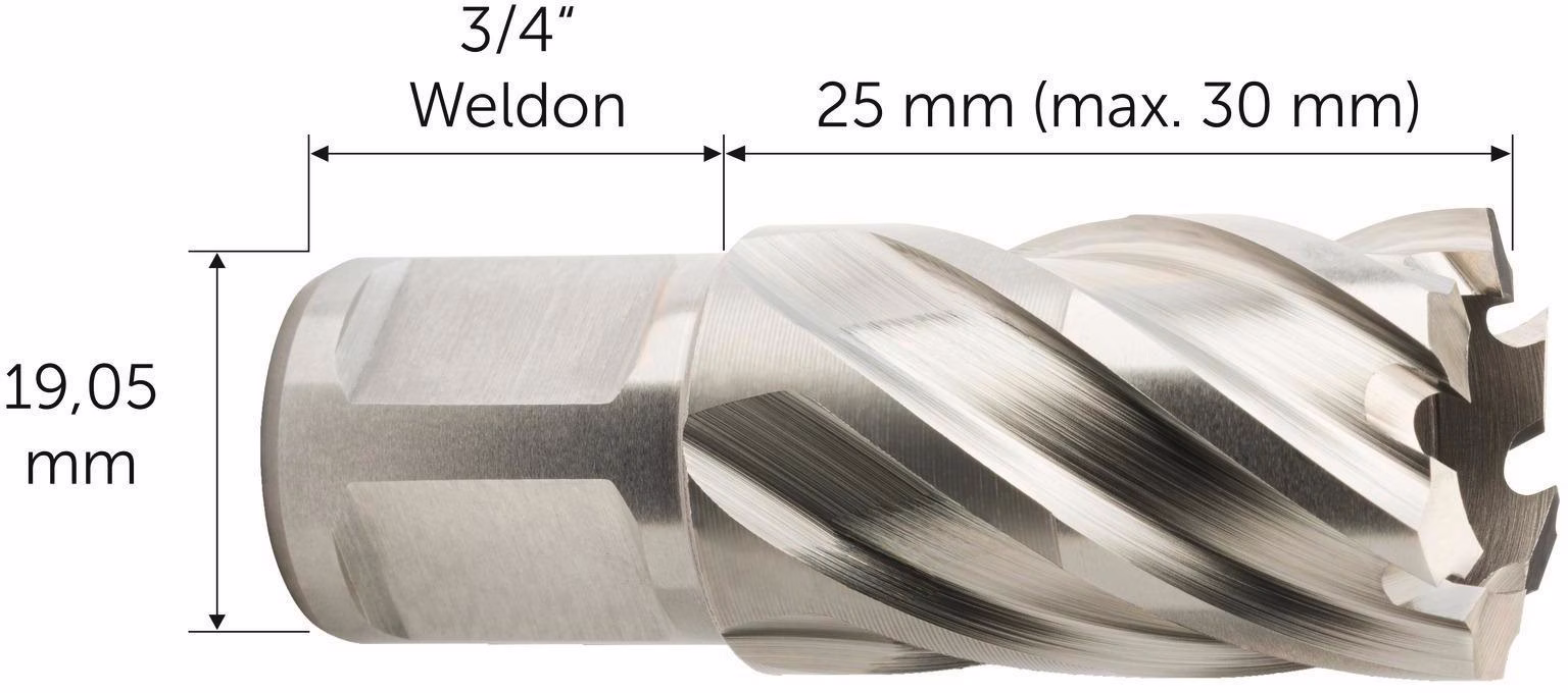 Kernbohrer NOVA 25 D.12mm HSS Schnitt-T.25mm Weldon