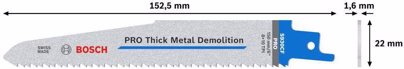Säbelsägeblatt S 930 CF L.150mm B.22mm TPI 8+10 2,5+3,2mm 5er Pk.