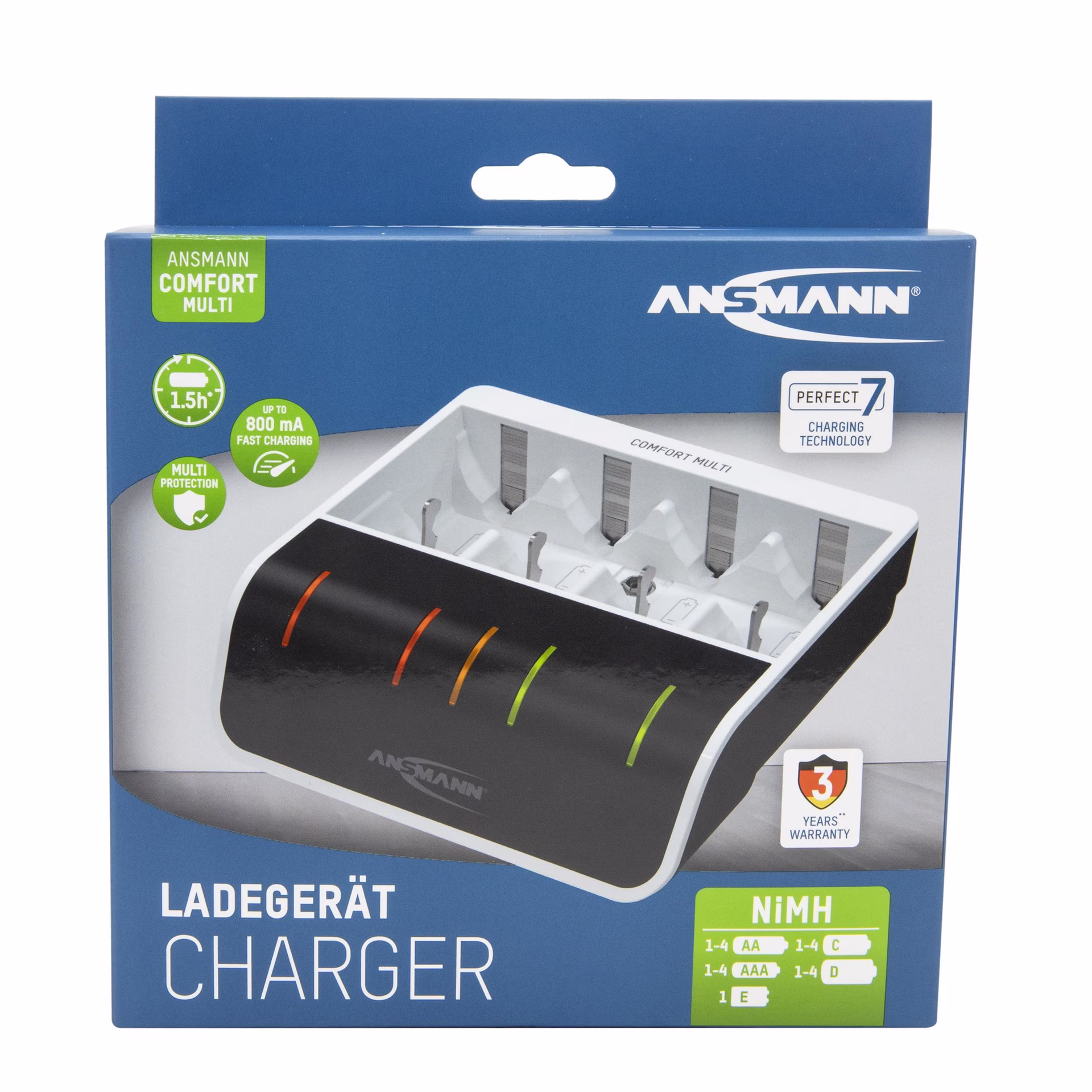 Akku-Ladegerät Comfort-Multi m.USB-Eingang 1,2V NiMH