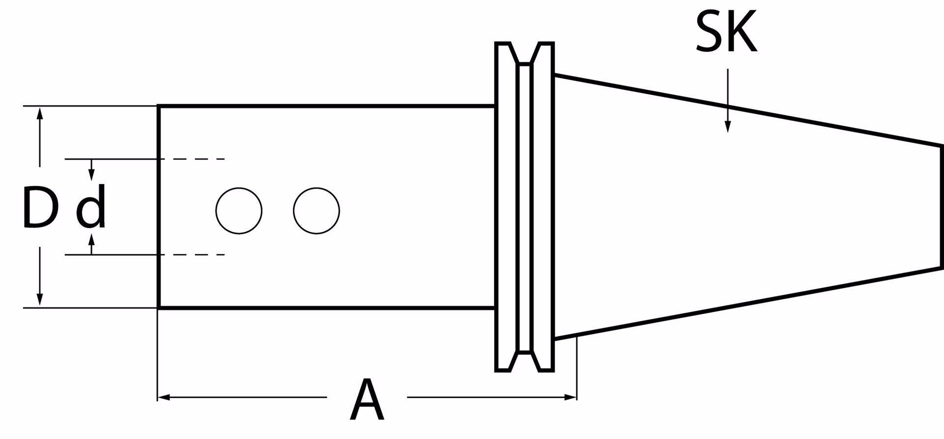 Bohrerhalter E1 DIN 69871AD/B Spann-D.32mm SK40 A.-L.75mm