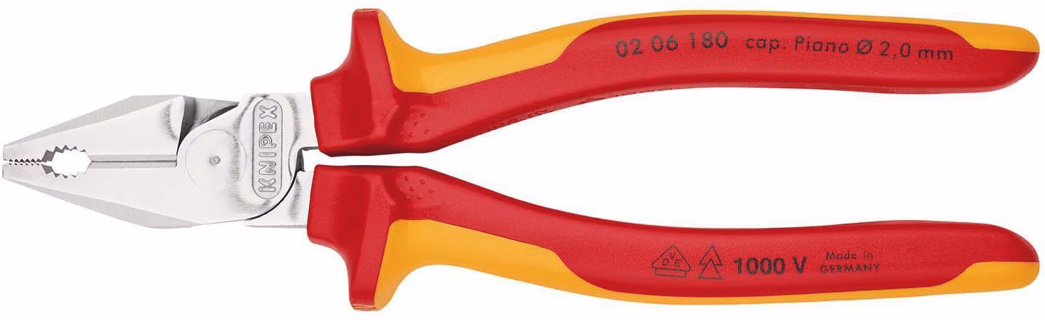 Kraftkombizange L.180mm verchr.Mehrkomp.-Hüllen VDE