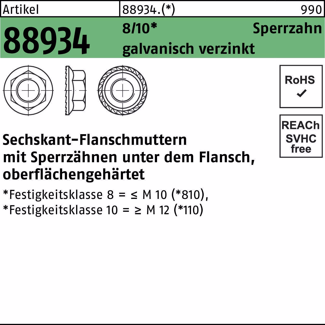 Sechskantflanschmutter R 88934 Sperrzahn