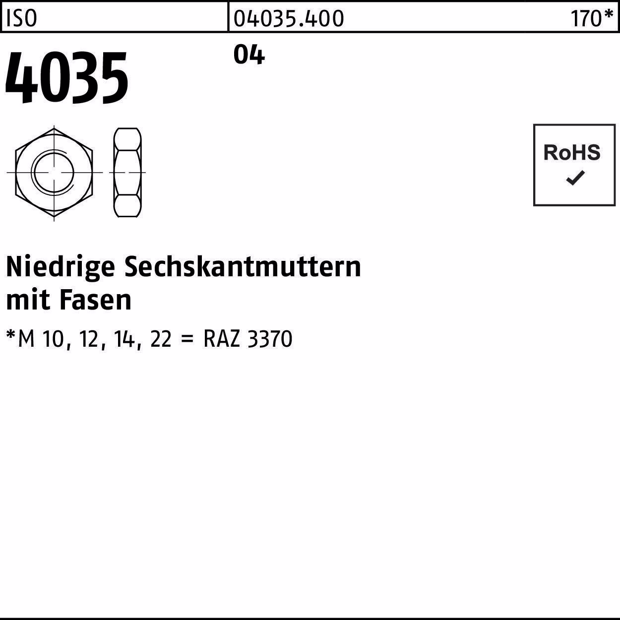 Sechskantmutter ISO 4035 niedrig