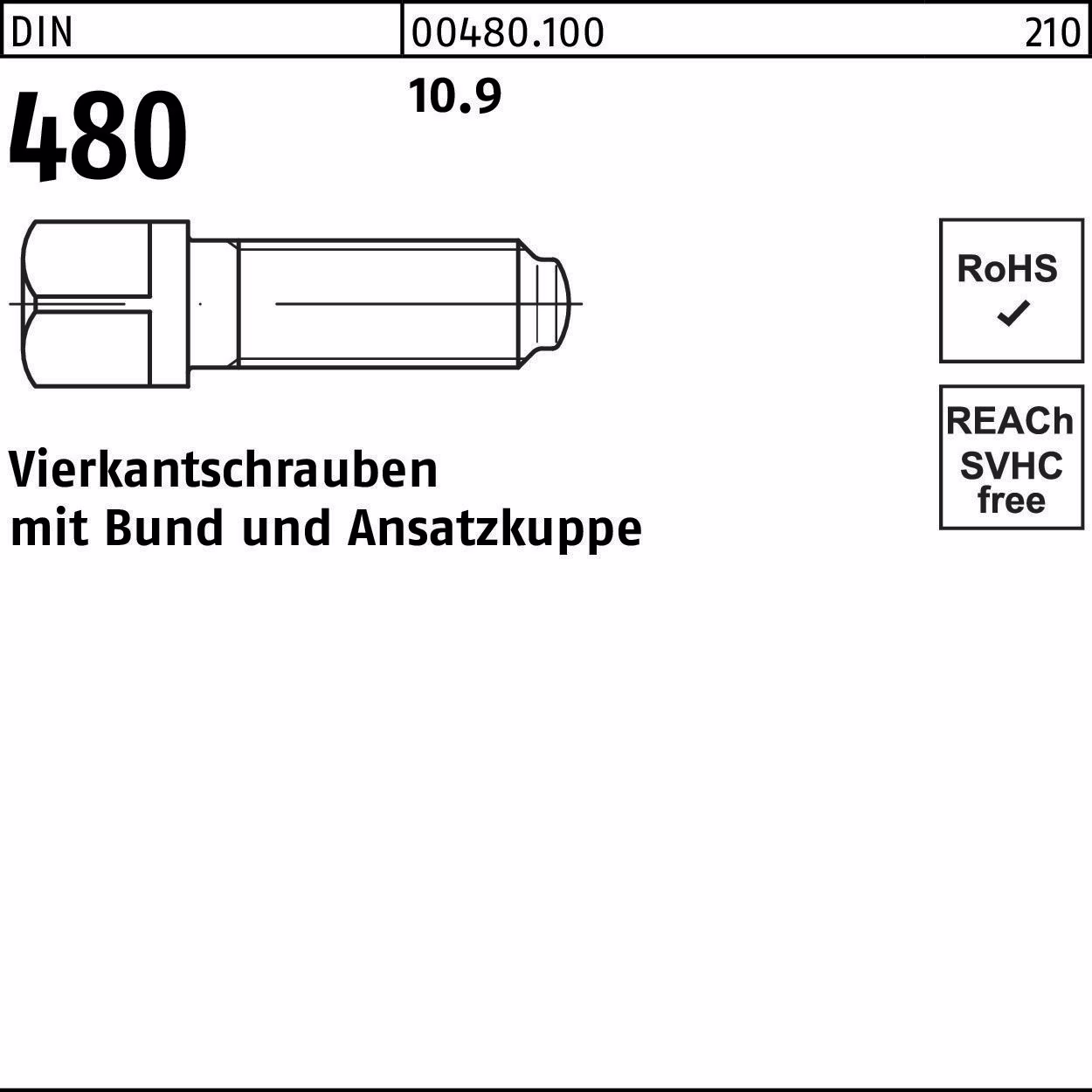 Vierkantschraube DIN 480 m.Bund/Ansatzkuppe 10.9