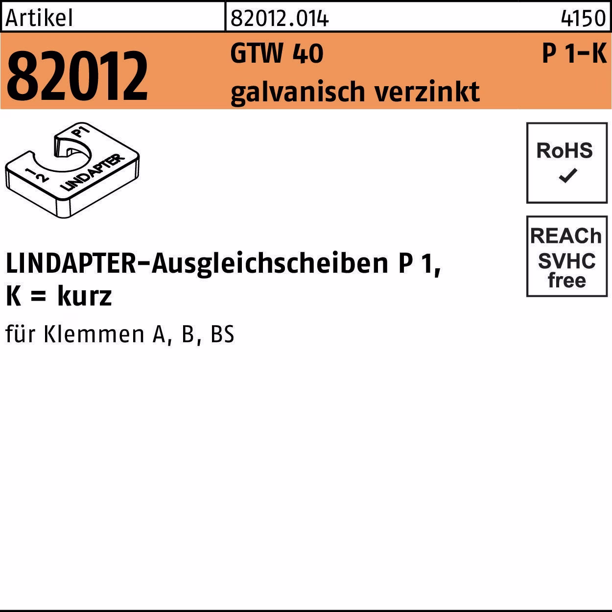 Ausgleichscheibe R 82012 GTW 40 P1 1 Stück LINDAPTER