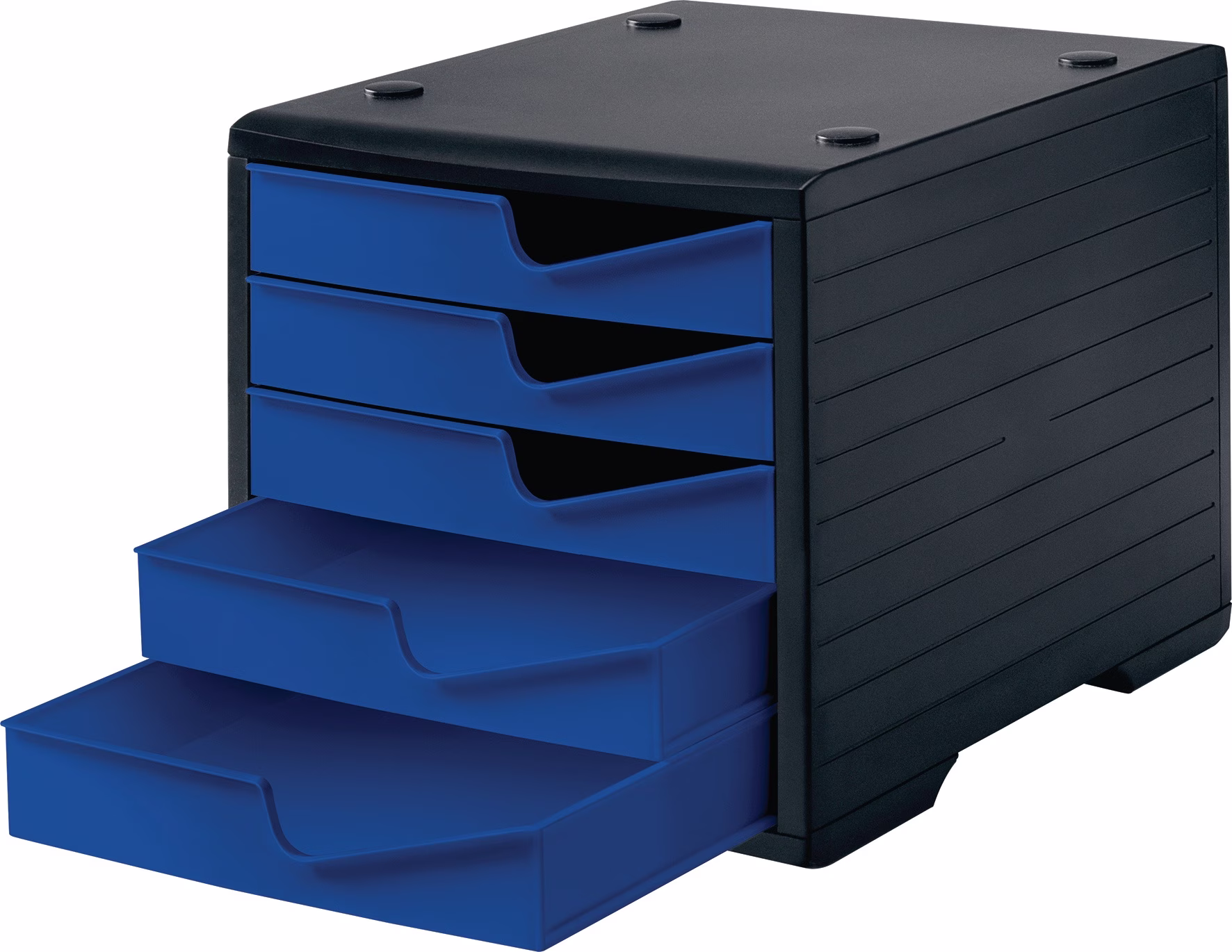 Ablagebox 5 Schubl.schwarz/blau Polystyrol H255xB270xT340mm